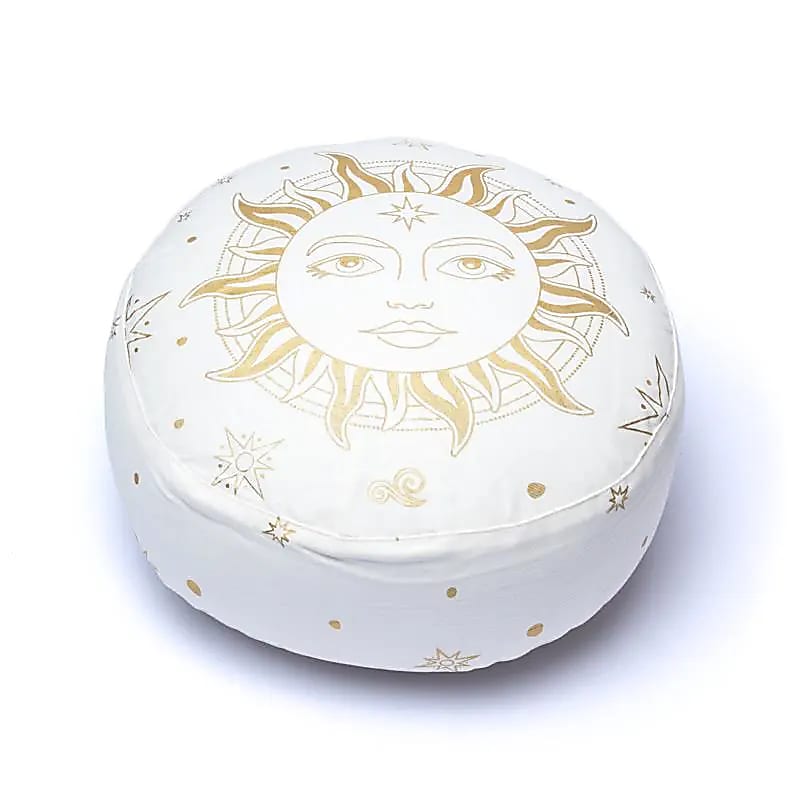 Coussin de méditation soleil blanc coton biologique (OCS) -- 33x13 cm ; 2100g