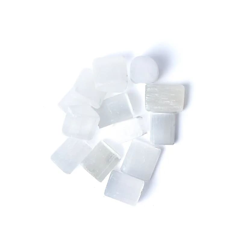 Sélénite (spath satiné) pierres polies -- ±1,5-3,5cm ; ±300g