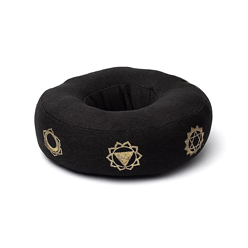 Coussin de bol chantant 7 chakras noir M -- 17x6 cm