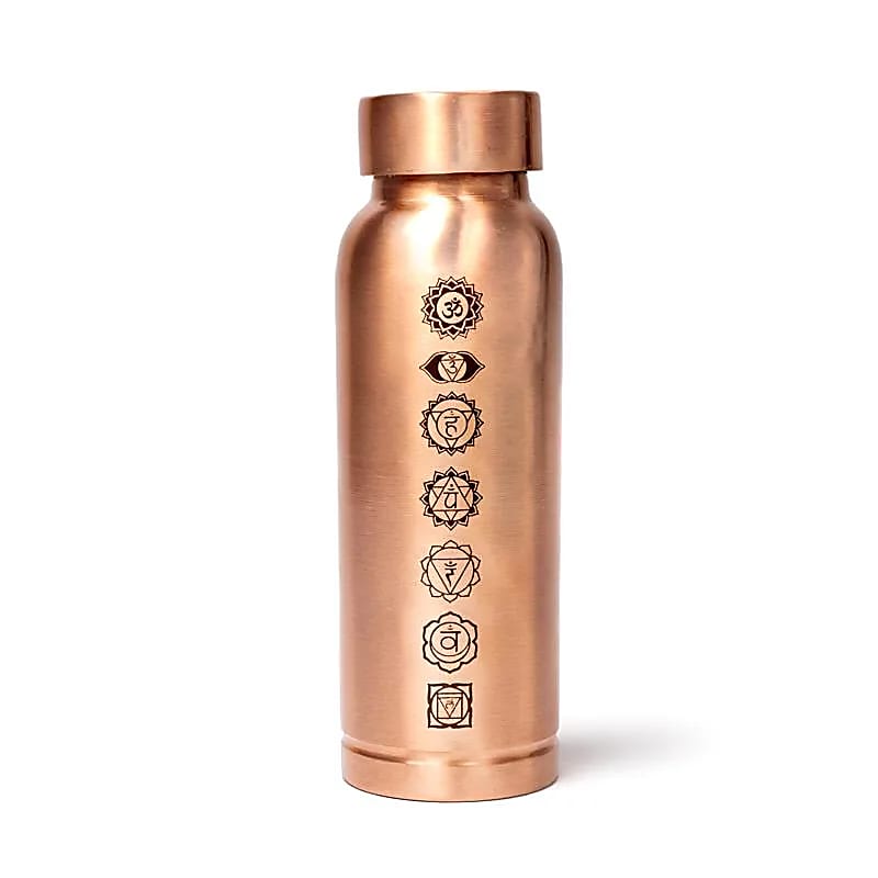 Bouteille en cuivre 7 chakras gravée au laser -- 500 ml