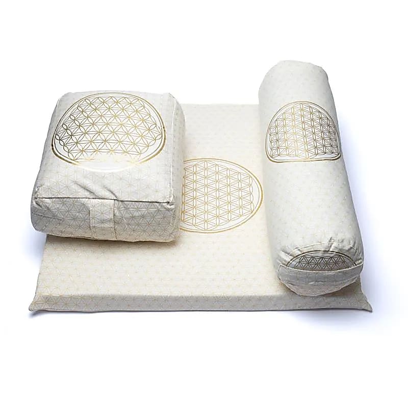 Set de méditation 6 Fleur de vie en coton bio (OCS) -- 65x65cm ; 5779g