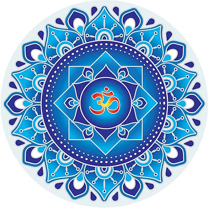 Adhésif fenêtre Blue Om Mandala -- 14 cm