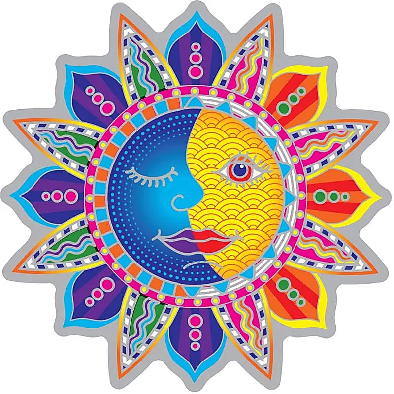 Adhésif fenêtre Soleil et lune -- 12 cm