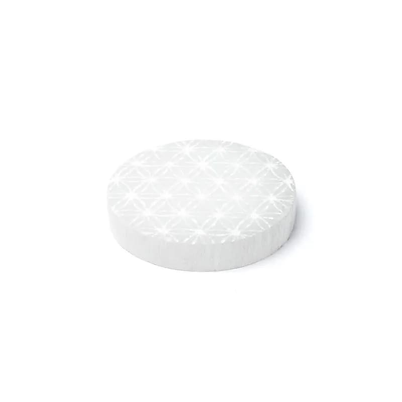 Plaque de charge en sélénite fleur de vie -- ±8cm