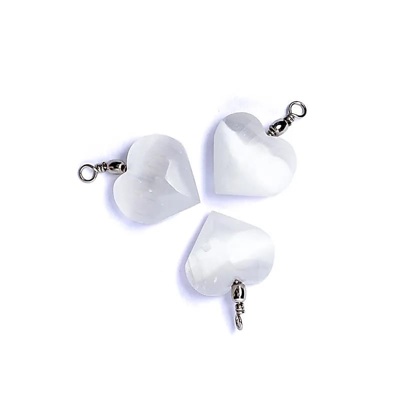 Pendentif cœur en sélénite -- ±2cm