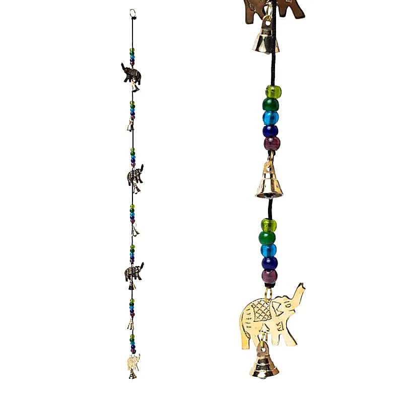 Cordelette décoration clochettes avec 4 éléphants -- 80cm