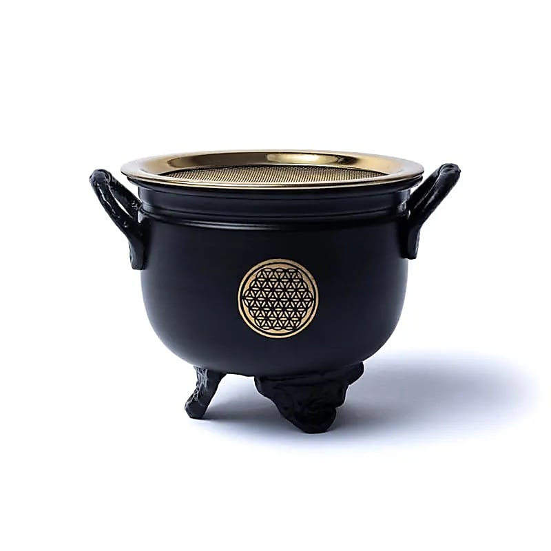 Chaudron Fleur de Vie avec tamis -- 244g; 9,5x10,5cm