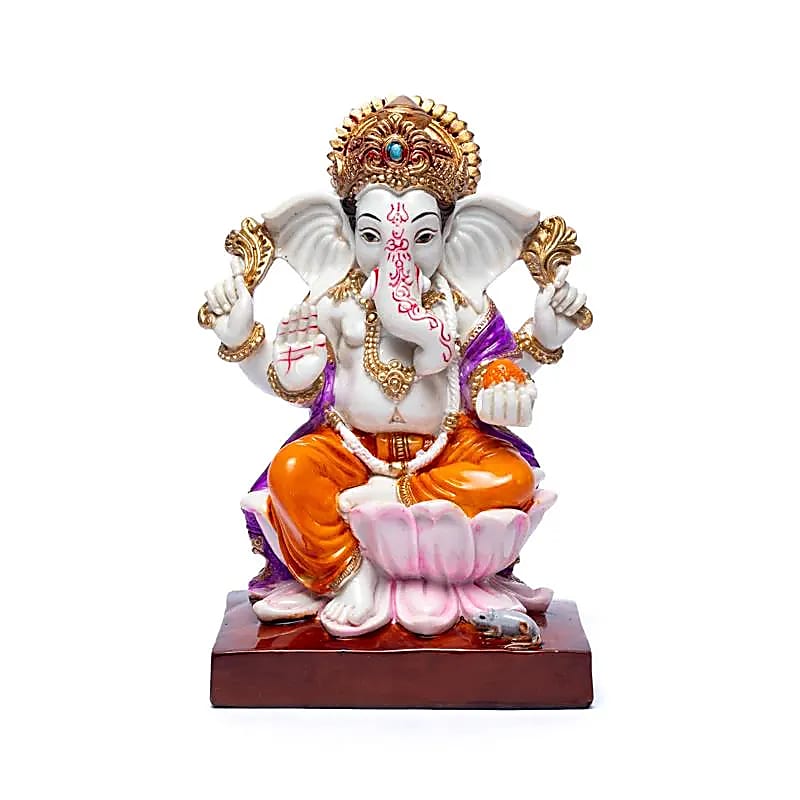 Ganesh sur trône de lotus -- 19x11cm