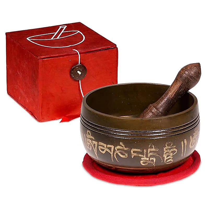 Bol chantant Om SET cadeau rouge -- 180 g; 8 cm