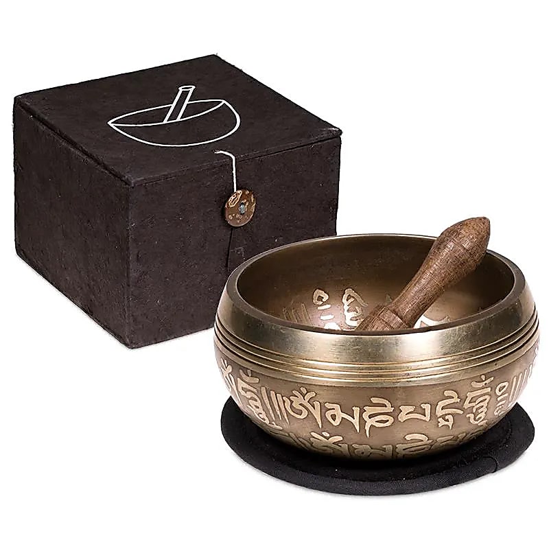 Bol chantant Om SET cadeau noir -- 300 g; 10 cm