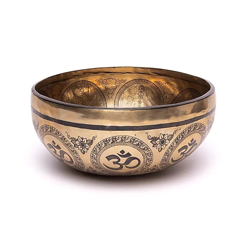 Bol chantant gravé au laser Chakra Fleur de Vie -- ±1400-1600 g ; ±22-24 cm