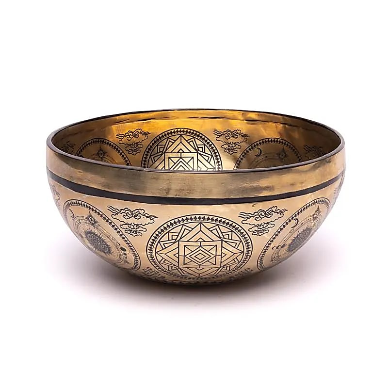 Bol chantant gravé au laser Soleil & Lune -- ±1400-1600 g ; ±22-24 cm