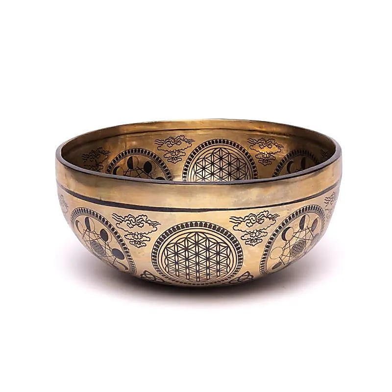 Bol chantant gravé au laser Cube de Métatron -- ±1400-1600 g ; ±22-24 cm