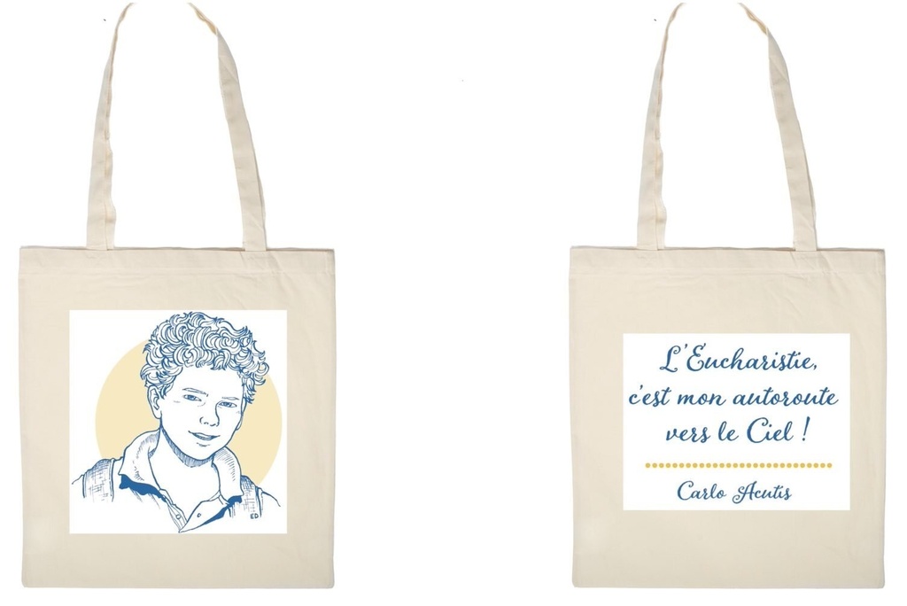 Sac soufflet Carlo Acutis bleu Emilie Droulers