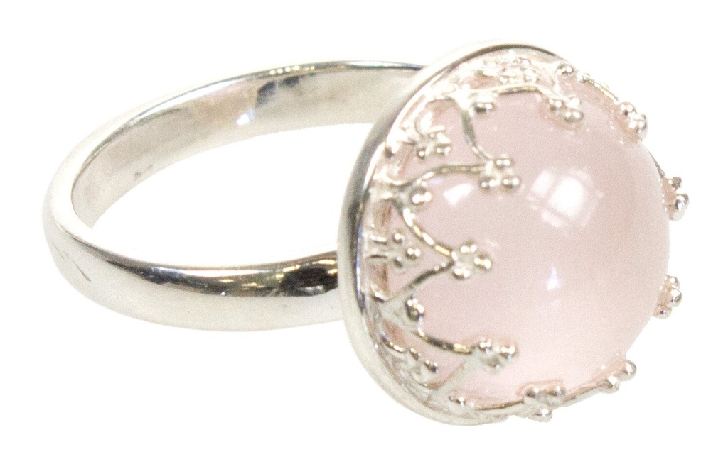 Bague Quartz Rose Argent 925 Ronde T54