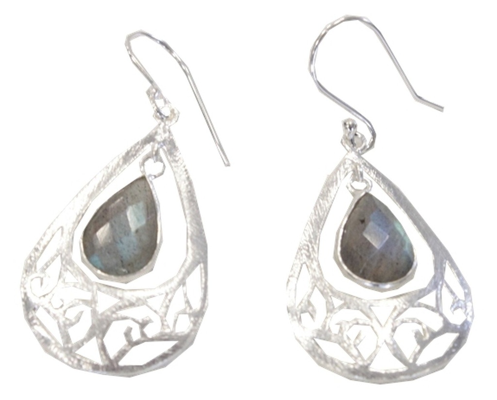 Boucles d'oreilles Labradorite Argent 925 brossé