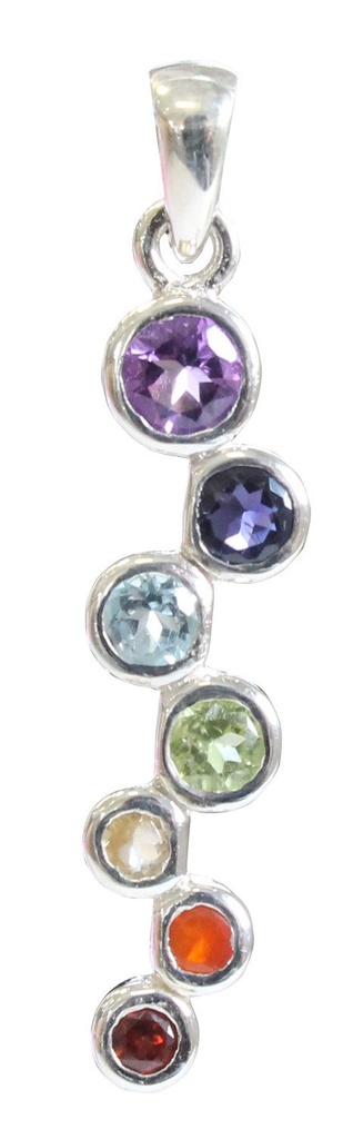 Pendentif Pierres des Chakras Argent 925 Bâton irrégulier