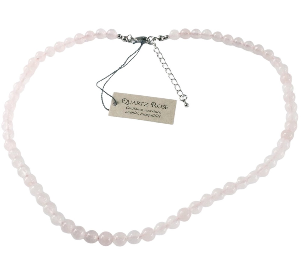 Collier Quartz Rose Perles rondes 6 mm